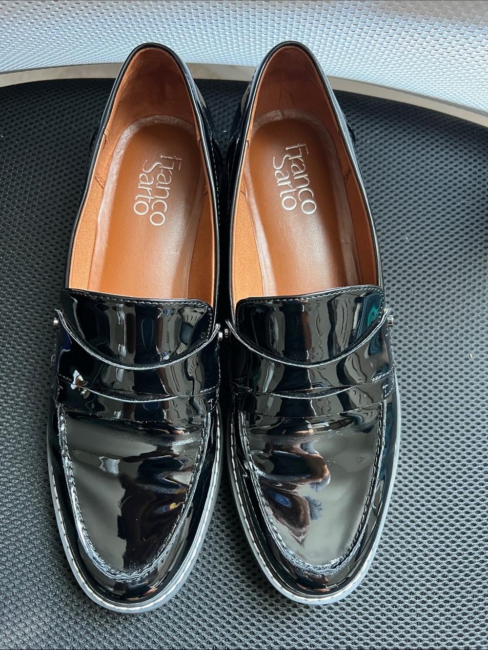 Franco Sarto Women’s 8 Black Patent Loafers with Penny Strap